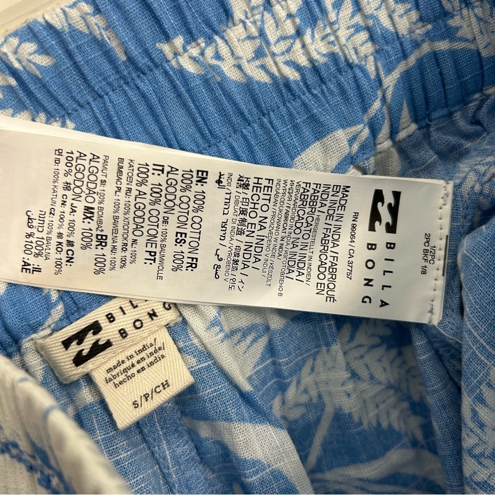 Billabong Love to Lounge Tropical Cotton Pull-On Shorts Resortwear Vacation - Picture 7 of 7